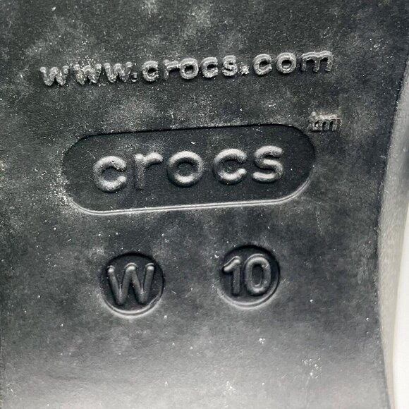 Crocs Shoes Black Rubber Low Heel Open Back Slip On Sarah Clog Mule Womens Sz 10 - Picture 7 of 9